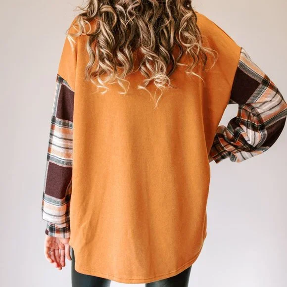 🆕 PLAID COLOR BLOCK DOUBLE POCKET BUTTON UP - Picture 6 of 6